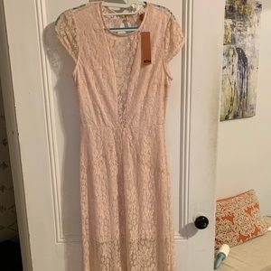 Pink lace maxi dress NWT